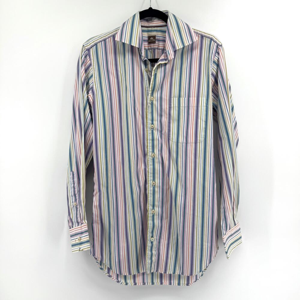 Peter Millar Multicolor Vertical Stripe Button Down Shirt Size Small 100% Cotton